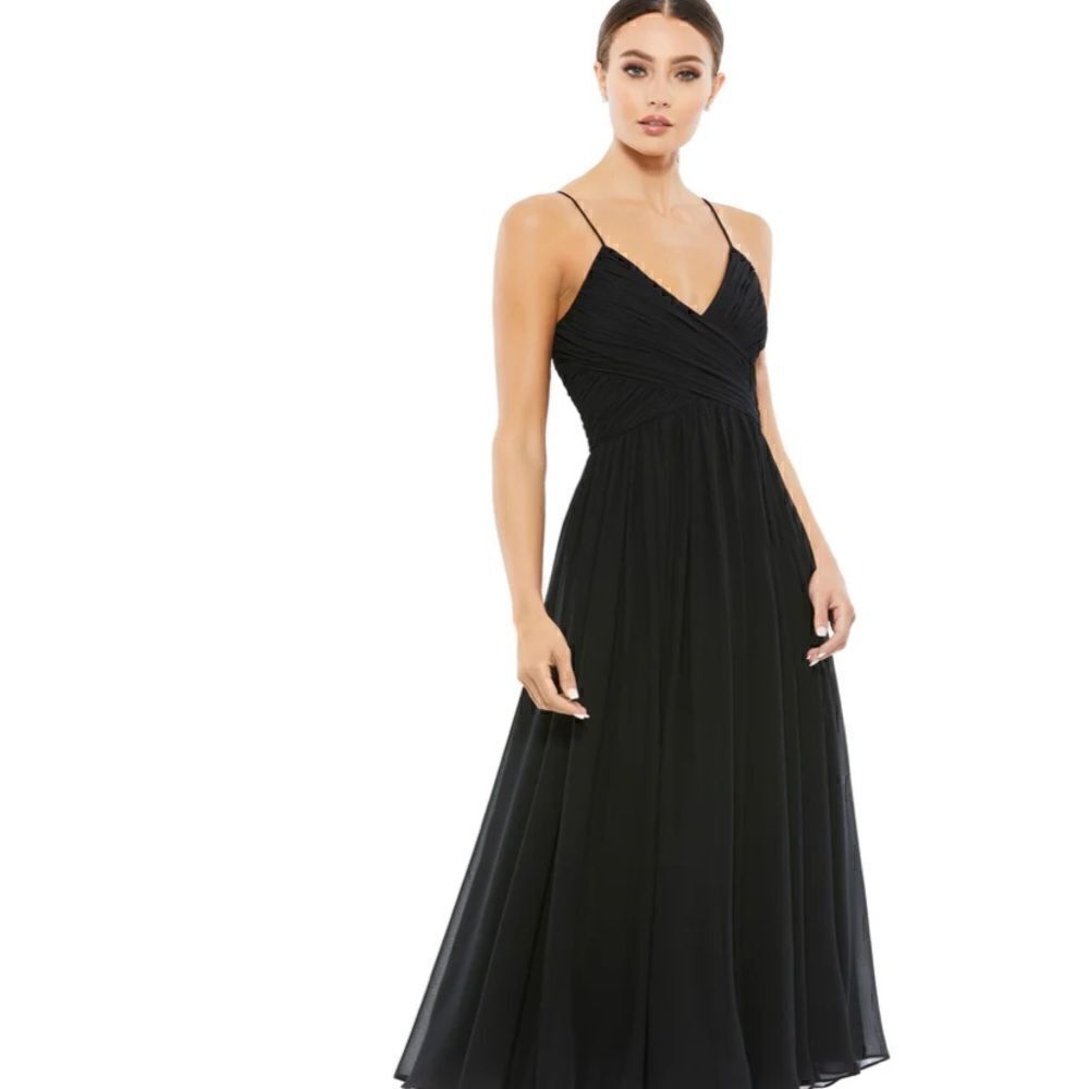 NWT MAC DUGGAL 70099 FAUX WRAP SLEEVELESS FLOWY MIDI DRESS XL $398 - Picture 2 of 8